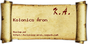Kolonics Áron névjegykártya