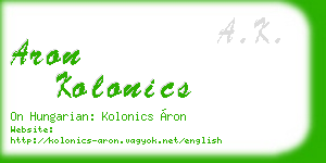 aron kolonics business card