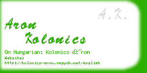 aron kolonics business card